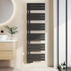 EMKE Sèche-Serviettes à Eau Chaude pour Salle de Bain, Radiateur Plat Noir 1599x500mm 794W, Montage Latéral* Sèche-Serviettes Eau Chaude