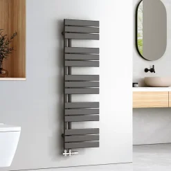 EMKE Sèche-serviettes à Eau Chaude Panneau Plat, Sèche-serviettes connexion latérale pour, Anthracite 1320x400mm 598Watts