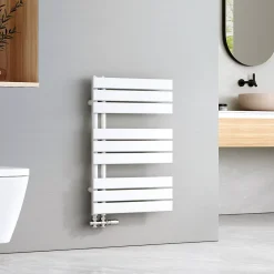 EMKE Sèche-serviettes à Eau Chaude Panneau Plat, Sèche-serviettes connexion latérale pour, Blanc 762 x 500mm 397 Watts