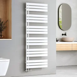 EMKE Sèche-serviettes à Eau Chaude Panneau Plat, Sèche-serviettes connexion latérale pour, Blanc 1599x600mm 958Watts