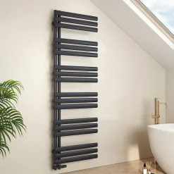 EMKE Sèche-Serviettes à Eau Chaude pour Salle de Bain, Radiateur Anthracite 174x60cm 823W