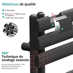 EMKE Sèche-Serviettes à Eau Chaude pour Salle de Bain, Radiateur Anthracite 174x60cm 823W