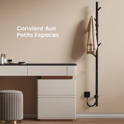 EMKE Sèche-serviettes électrique WiFi Pure, noir givré, 150 x 12,5 cm, température réglable, minuterie