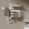 EMKE Sèche-serviettes électrique, rotatif à 180, 76 x 45 cm, sèche-serviettes et radiateur pour salle de bain, blanc brillant