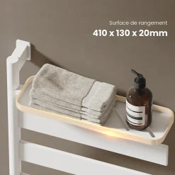 EMKE Sèche-serviettes électrique, rotatif à 180, 76 x 45 cm, sèche-serviettes et radiateur pour salle de bain, blanc brillant