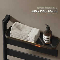 EMKE Sèche-serviettes électrique, rotatif à 180, 76 x 45 cm, sèche-serviettes et radiateur pour salle de bain, Noir mat* Sèche-Serviettes Électrique