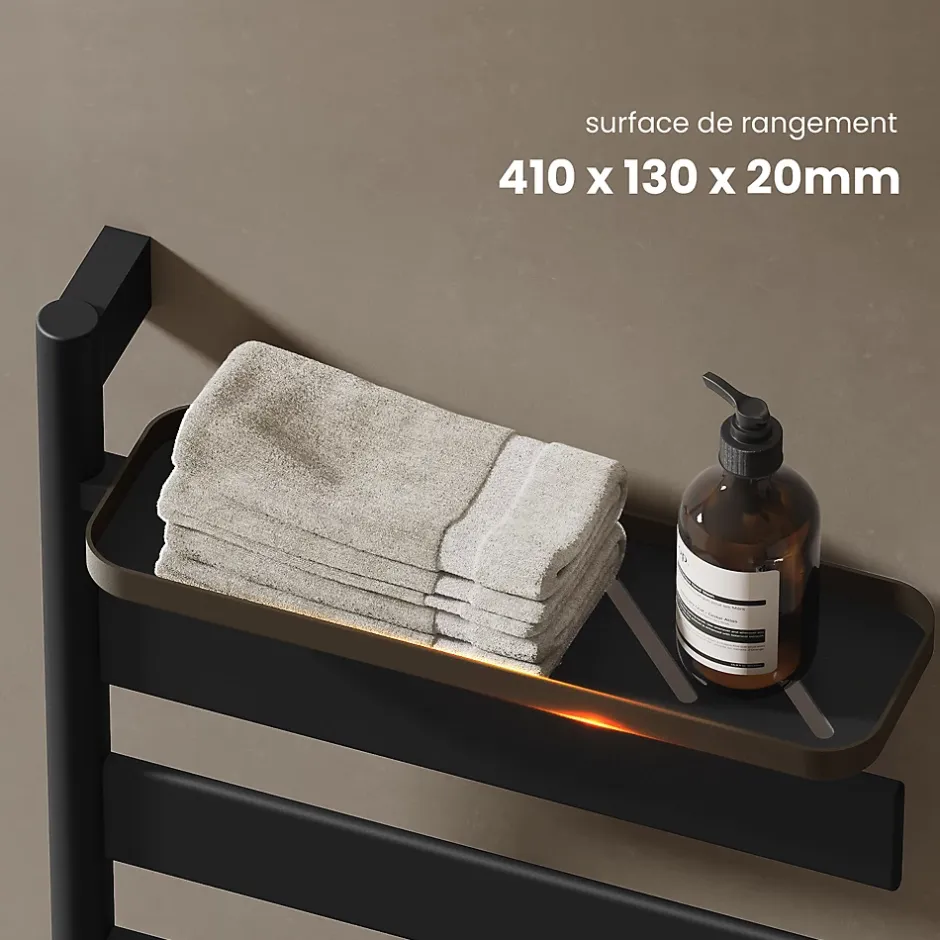 EMKE Sèche-serviettes électrique, rotatif à 180, 76 x 45 cm, sèche-serviettes et radiateur pour salle de bain, Noir mat* Sèche-Serviettes Électrique