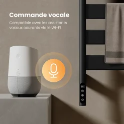 EMKE Sèche-serviettes électrique, rotatif à 180, 76 x 45 cm, sèche-serviettes et radiateur pour salle de bain, Noir mat* Sèche-Serviettes Électrique