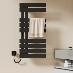 EMKE Sèche-Serviettes Électrique de salle de bain 1000 x 500 mm, Porte-serviettes chauffant électrique, Noir 350W* Sèche-Serviettes Électrique