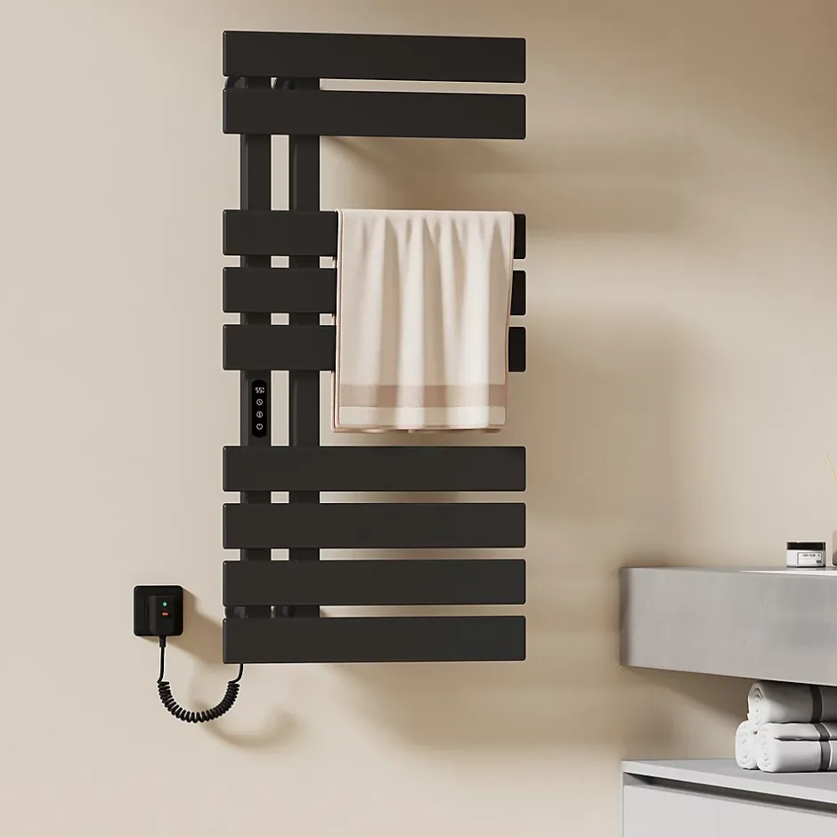 EMKE Sèche-Serviettes Électrique de salle de bain 1000 x 500 mm, Porte-serviettes chauffant électrique, Noir 350W* Sèche-Serviettes Électrique
