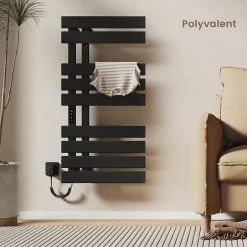 EMKE Sèche-Serviettes Électrique de salle de bain 1000 x 500 mm, Porte-serviettes chauffant électrique, Noir 350W* Sèche-Serviettes Électrique