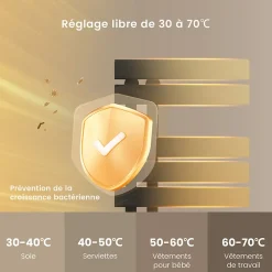 EMKE Sèche-Serviettes Électrique de salle de bain 1000 x 500 mm, Porte-serviettes chauffant électrique, Noir 350W* Sèche-Serviettes Électrique