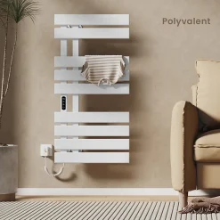 EMKE Sèche-Serviettes Électrique de salle de bain 1000 x 500 mm, Porte-serviettes chauffant électrique, Blanc 350W* Sèche-Serviettes Électrique