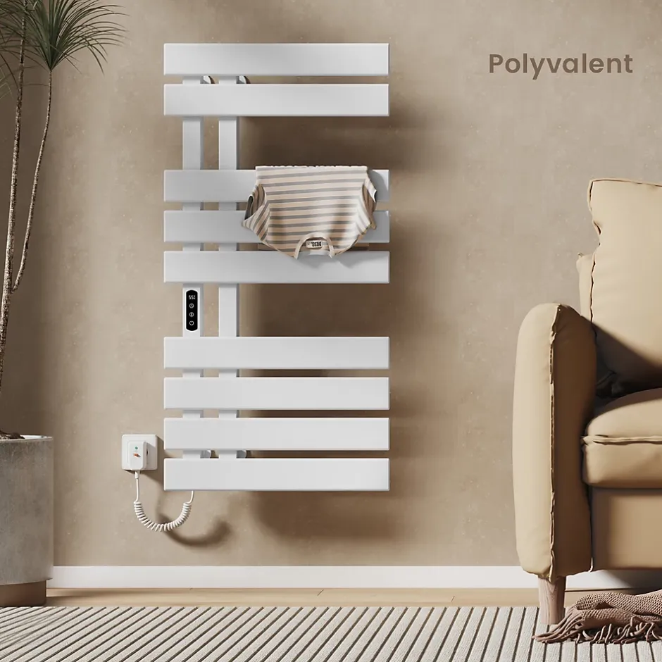EMKE Sèche-Serviettes Électrique de salle de bain 1000 x 500 mm, Porte-serviettes chauffant électrique, Blanc 350W* Sèche-Serviettes Électrique