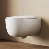 EMKE Toilettes Suspendue 555x365x355 mm Blanc Brillant, Design Sans Bord, Abattant à Fermeture Douce et Démontage Facile