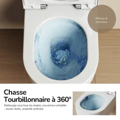 EMKE Toilettes Suspendue 555x365x355 mm Blanc Brillant, Design Sans Bord, Abattant à Fermeture Douce et Démontage Facile