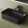 EMKE Vasque à Poser 610 x 380 x 150 mm, Lavabo Rectangulaire en Céramique pour Salle de Bain, Coins Arrondis R, Gris Foncé Mat* Vasque À Poser