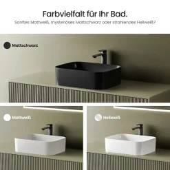 EMKE Vasque à Poser 610 x 380 x 150 mm, Lavabo Rectangulaire en Céramique pour Salle de Bain, Coins Arrondis R, Gris Foncé Mat* Vasque À Poser