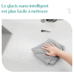 EMKE Vasque à Poser en céramique 60x36x13cm, Lavabo rectangulaire avec robinet trou prépercé, Lavabo à poser blanc brillant