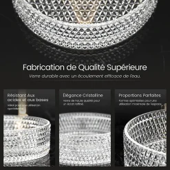 EMKE Vasque à Poser Ronde, 360 x 360 x 112 mm, Lavabo en Verre Transparent, Design Montage sur Comptoir