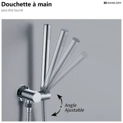 Homelody Encastré Colonne de Douche Thermostatique Système de Douche Rond Grande Douche de Tête Set de Douche Encastrée en Laiton Chromé