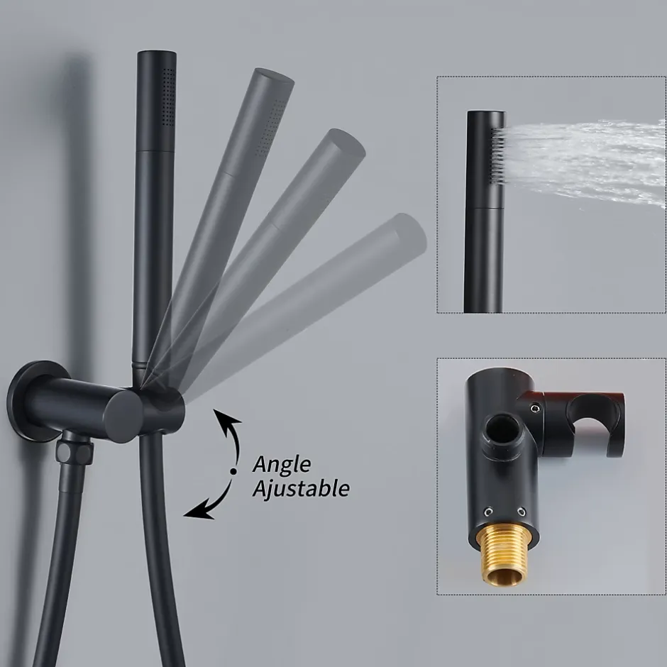 Homelody Encastré Ensemble de Douche Thermostatique Colonne de Douche Noir Système de douche Corps en Laiton* Colonne De Douche Encastrable