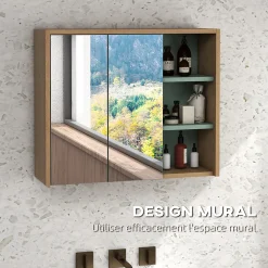 kleankin Ensemble 2 meubles salle de bain - meuble sous-vasque suspendu, armoire murale miroir - aspect bois clair vert