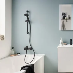 Jacob Delafon Ensemble bain douche avec mitigeur mécanique mural Aimé noir + nettoyant