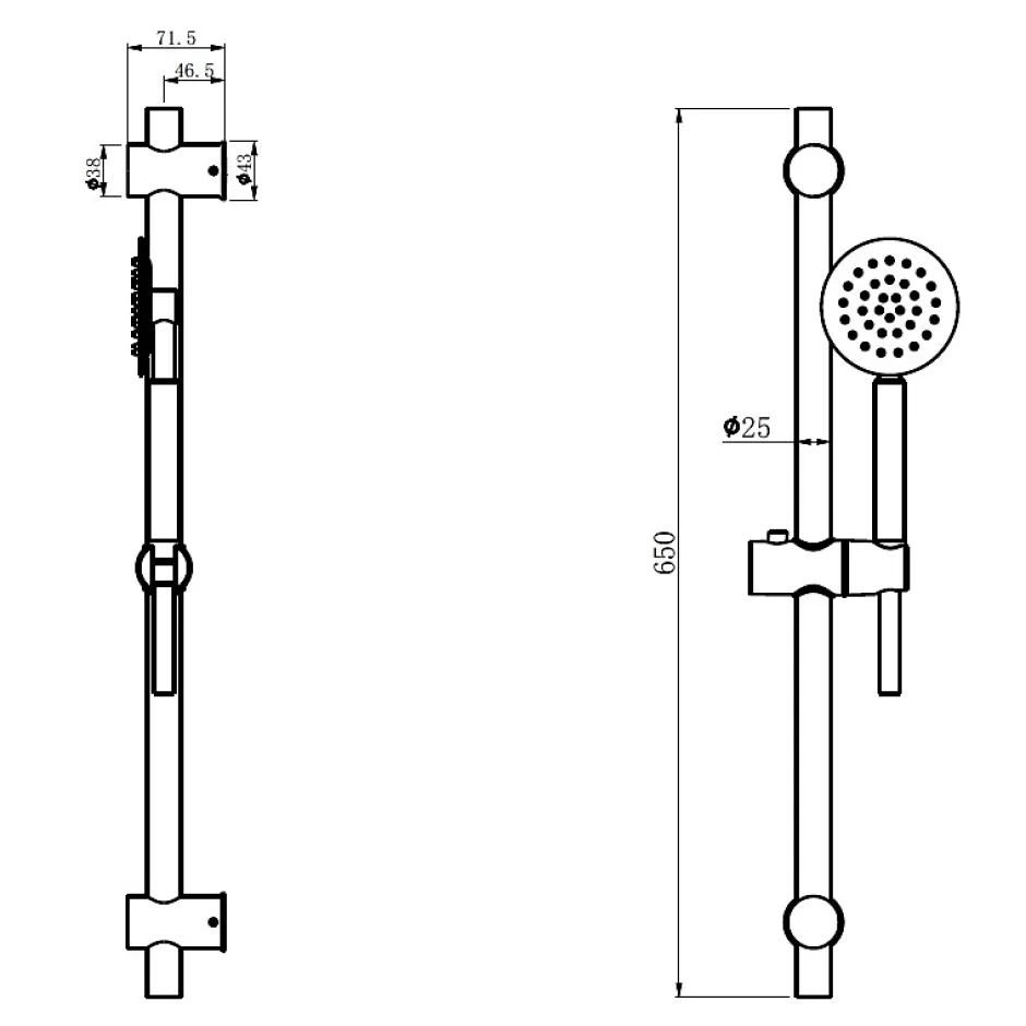 Planète Bain Ensemble barre de douche inox brossé - douchette 1 jet - flexible 150 cm - Barre 65 cm - Alois* Pommeau De Douche, Flexible Et Barre De Douche