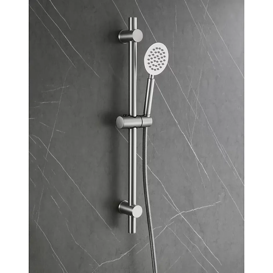 Planète Bain Ensemble barre de douche inox brossé - douchette 1 jet - flexible 150 cm - Barre 65 cm - Alois* Pommeau De Douche, Flexible Et Barre De Douche