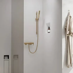 Hansgrohe Ensemble barre de douche Unica S Puro + Flexible + Pommeau de douche Pulsify E Bronze Brossé
