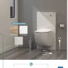 Watermatic Ensemble bâti-support+habillage couleur enduit blanc +Sanibroyeur+cuvette+abattant W40 Silence PMR norme handicapés