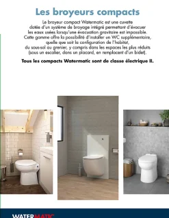 Watermatic Ensemble bâti-support+habillage couleur marbre blanc +Sanibroyeur+cuvette+abattant W40 Silence PMR norme handicapés* Wc Chimique Et Broyeur