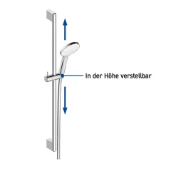 Duravit Ensemble Colonne de douche métal Barre de douche avec flexible 1,6m et douchette chrome - 70x2x7cm - Chrome