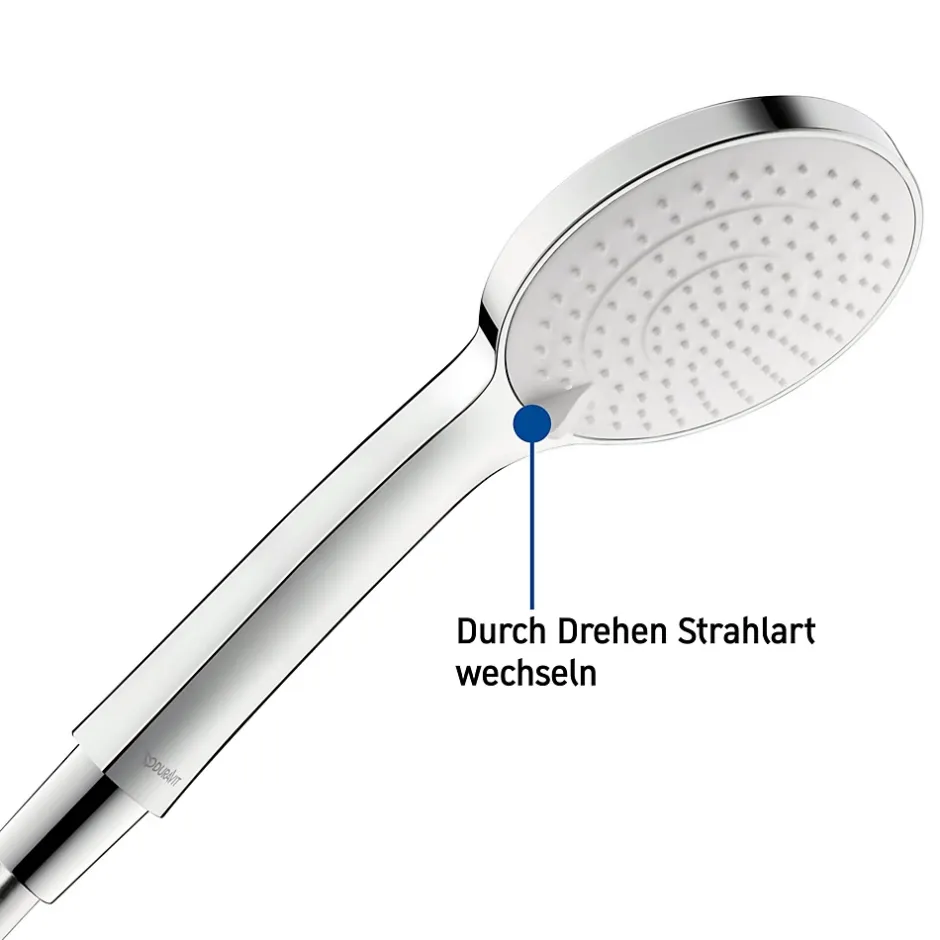 Duravit Ensemble Colonne de douche métal Barre de douche avec flexible 1,6m et douchette chrome - 70x2x7cm - Chrome