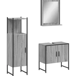 Vidaxl Ensemble d'armoires de salle de bain 3 pcs sonoma gris