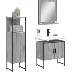 Vidaxl Ensemble d'armoires de salle de bain 3 pcs sonoma gris