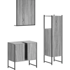 Vidaxl Ensemble d'armoires de salle de bain 3 pcs sonoma gris