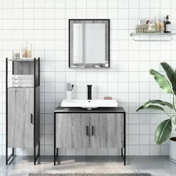 Vidaxl Ensemble d'armoires de salle de bain 3 pcs sonoma gris