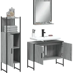 Vidaxl Ensemble d'armoires de salle de bain 3 pcs sonoma gris