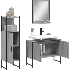 Vidaxl Ensemble d'armoires de salle de bain 3 pcs sonoma gris