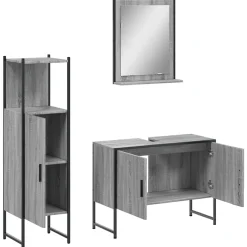 Vidaxl Ensemble d'armoires de salle de bain 3 pcs sonoma gris