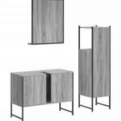 Vidaxl Ensemble d'armoires de salle de bain 3 pcs sonoma gris