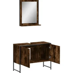 Vidaxl Ensemble d'armoires de salle de bain 2 pcs chêne fumé