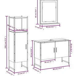 Vidaxl Ensemble d'armoires de salle de bain 3 pcs chêne fumé