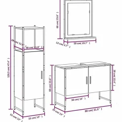 Vidaxl Ensemble d'armoires de salle de bain 3 pcs chêne fumé