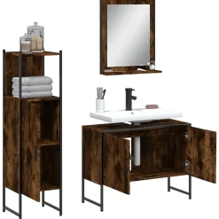 Vidaxl Ensemble d'armoires de salle de bain 3 pcs chêne fumé