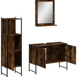 Vidaxl Ensemble d'armoires de salle de bain 3 pcs chêne fumé