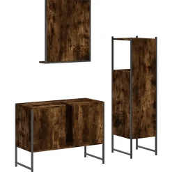 Vidaxl Ensemble d'armoires de salle de bain 3 pcs chêne fumé