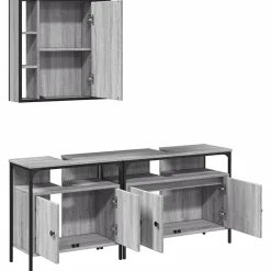 Vidaxl Ensemble d'armoires de salle de bain 3 pcs sonoma gris* Meuble Wc